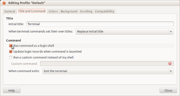 Ubuntu 12.04 terminal settings